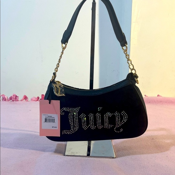 Juicy Couture Black "Liquorice" Shoulder Bag with Gold Accents - Picture 2 of 6
